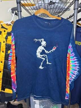 Dave Matthews Band Skeleton Wine Graphic Tie Dye Long Sleeve Shirt